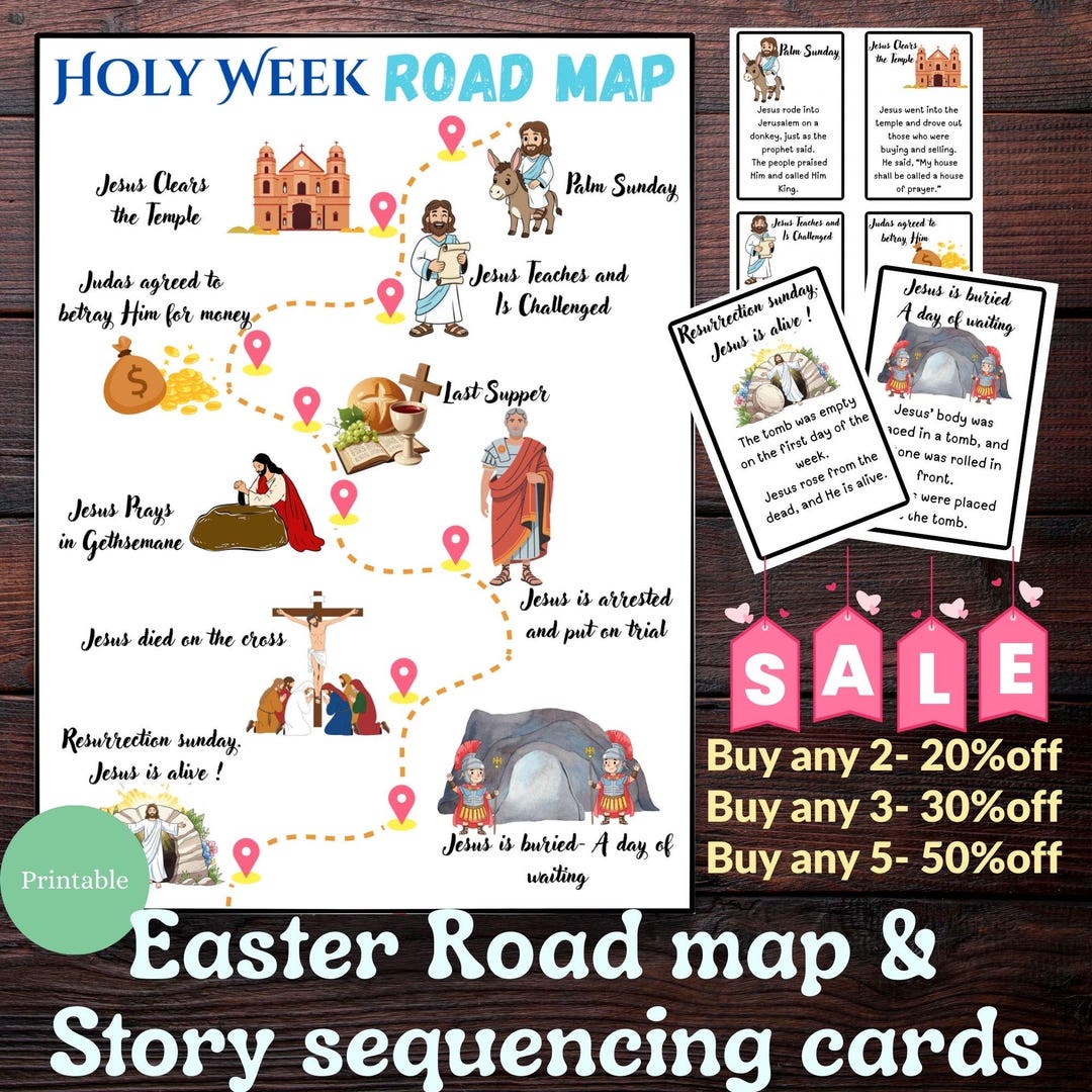 Holy Week Time Line Activity for Kids | Easter Story Road Map Poster ...