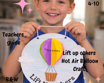 Manualidad de globo aerostático para niños: Anima a los demás, actividad para la escuela dominical, lección bíblica imprimible, manualidad cristiana de verano, Gran Comisión.
