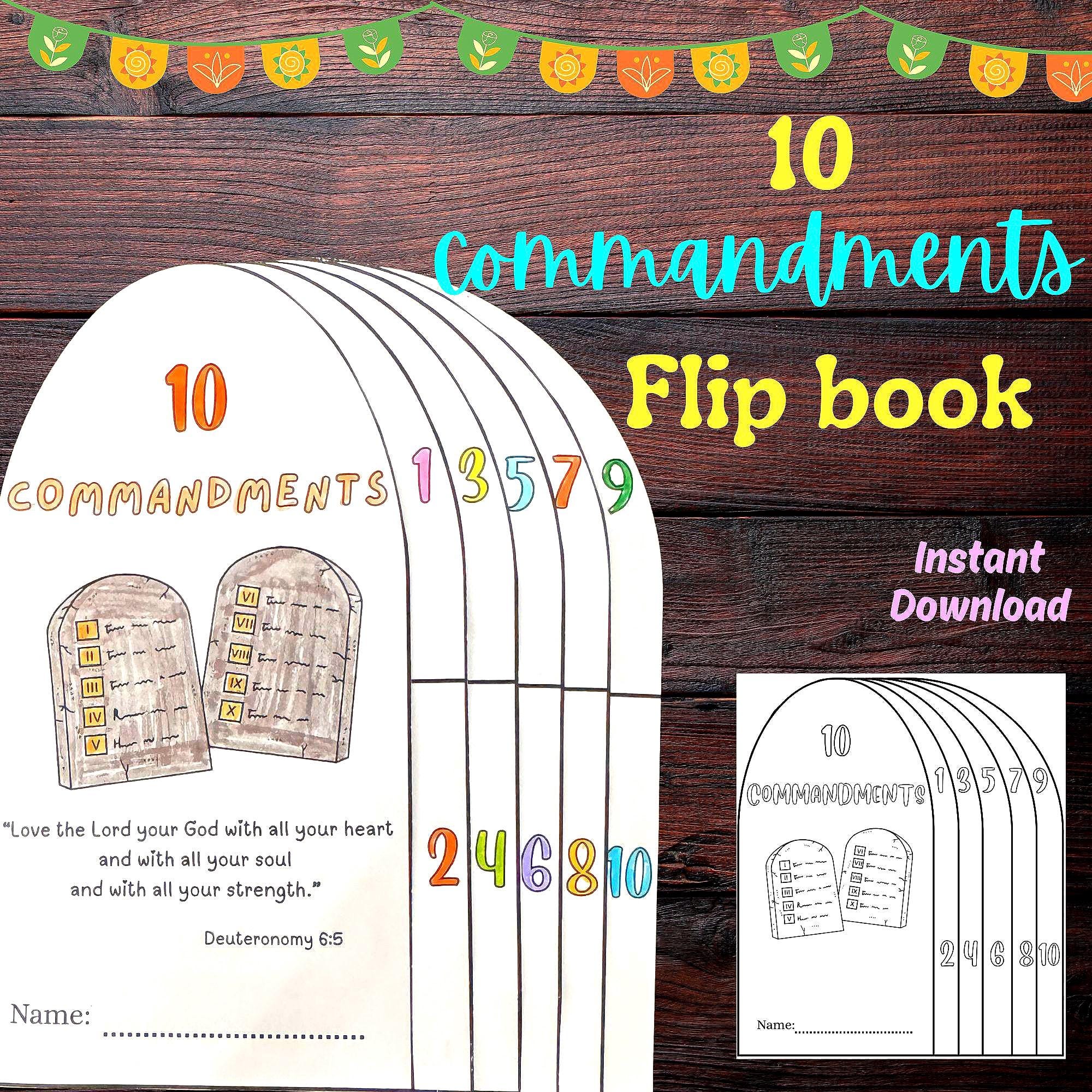 10 Commandments Flip Book Printable | Bible Craft for Kids | Sunday ...