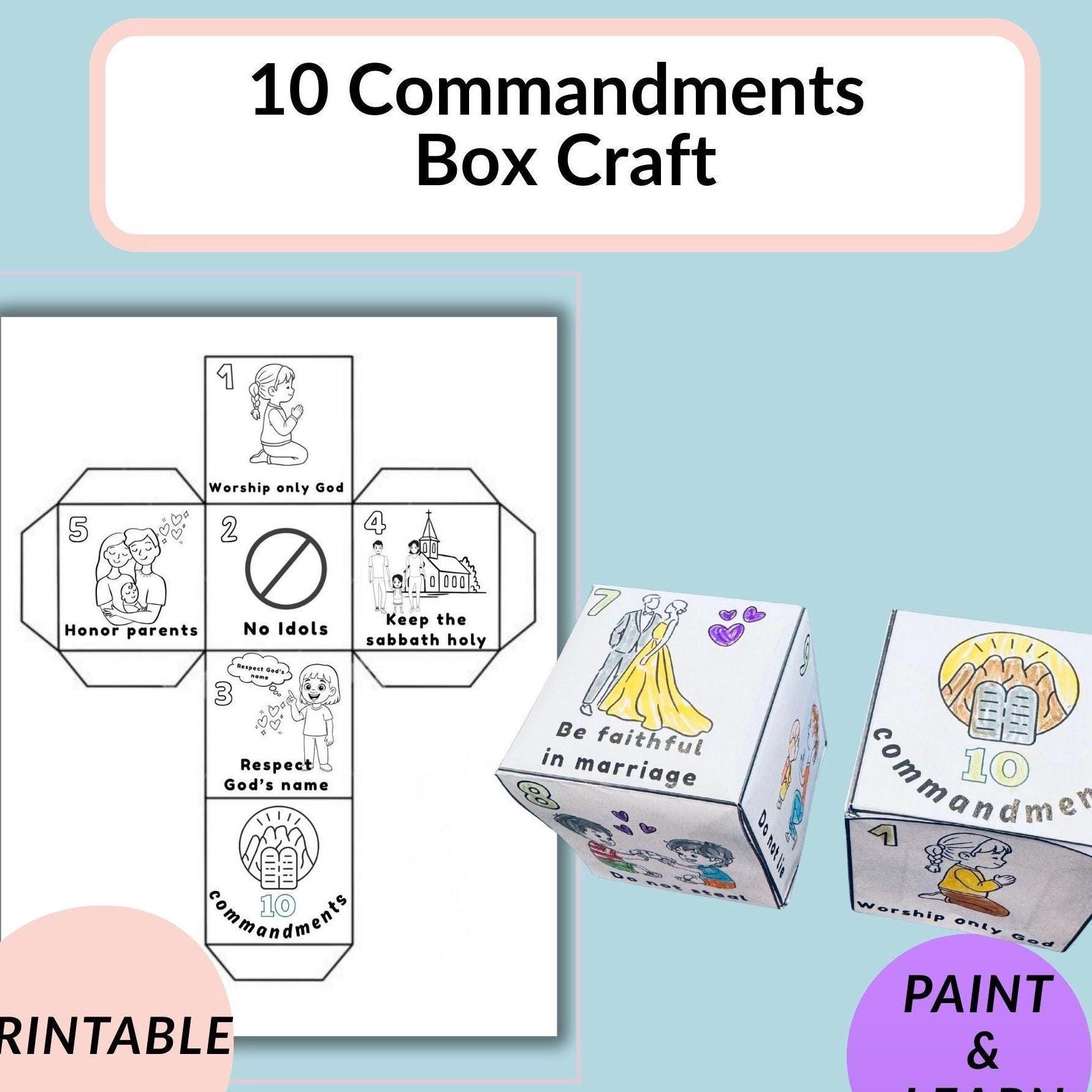 10 Commandments Box Craft for Kids | Printable Bible Activity | Sunday ...
