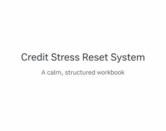 Credit Stress Reset Workbook | Calm Credit Organization System | Printable Credit Journal PDF | Financial Anxiety Relief Tool