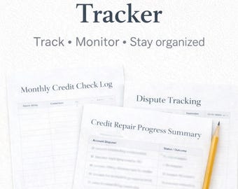 Credit Repair Progress Tracker Monthly Credit Log & Dispute Tracking Sheets (Printable)