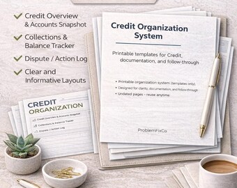 Credit Organization System | Printable Credit Cleanup Sheets & Tracker