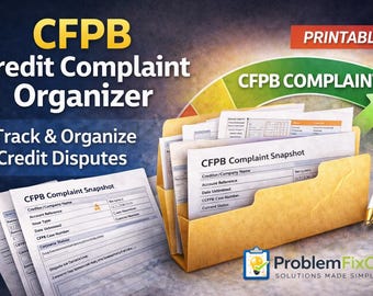 CFPB Credit Complaint Organizer | Printable Credit Dispute Tracker & Log