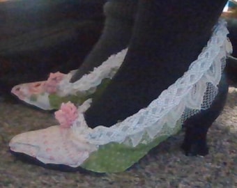 Tacones rosa y verde