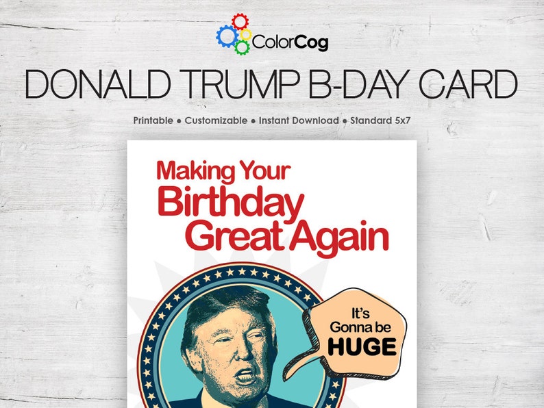 Customizable Printable Birthday Card PDF Funny Donald Trump | Etsy