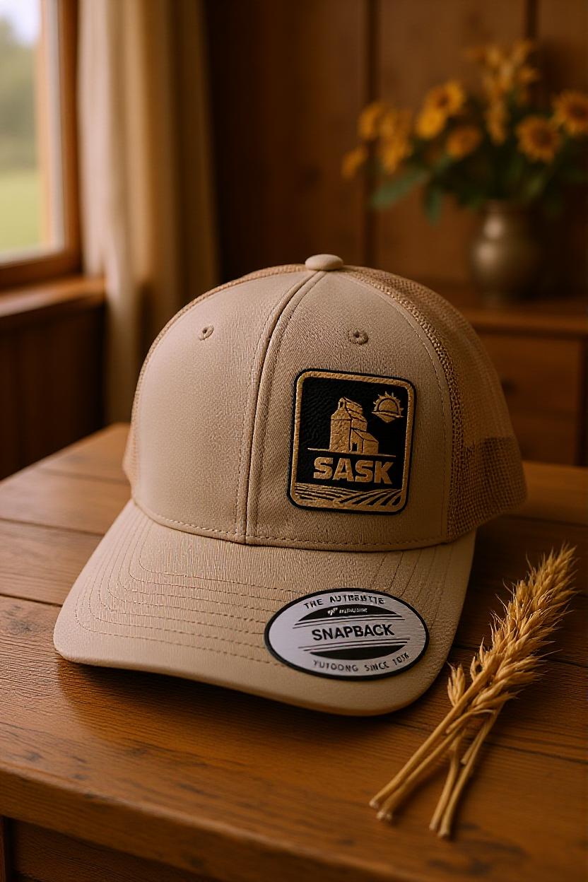 Saskatchewan Inspired Leather Patch Trucker Hats