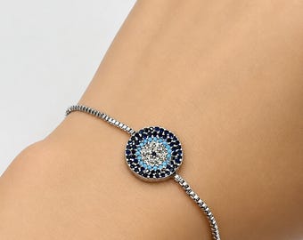 Cubic Zirconia Protection Bracelet, Gold Silver Charm Bracelet