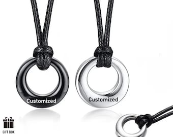 Op maat gemaakte ketting met gegraveerde cirkelurn | Crematie as aandenken hanger, minimalistische donut herdenkingssieraden voor geliefde verlies cadeau