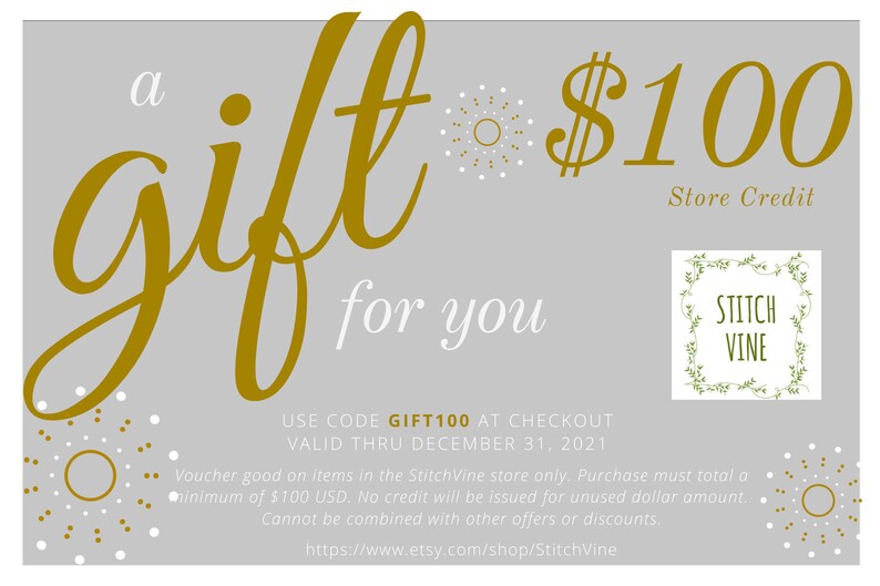 100 USD Gift Certificate for StitchVine shop, Gift certificate, Electronic gift card, Electronic gift certificate, Holiday Gift image 1