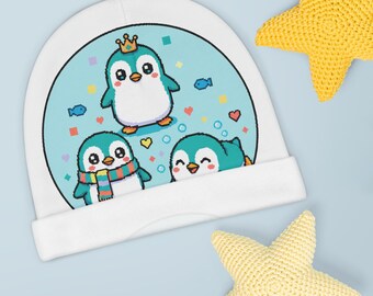 Gorro de bebé Kawaii Penguin Trio