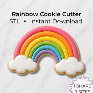Tagliabiscotti arcobaleno STL / Compleanno (Download digitale stampabile in 3D) 9 misure