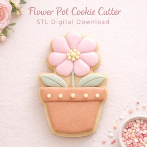 Daisy Flower Pot Cookie Cutter STL | Garden Theme 3D Printable (Digital Download) 14 Sizes