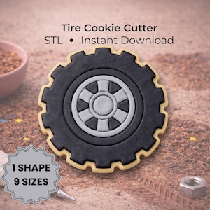 Monster Truck Tire Cookie Cutter | 9 Sizes (3D Printable STL File Digital Download)