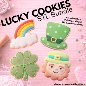 St Patrick Cookie Cutters STL Bundle | Lucky Clover, Leprechaun (Digital Download)
