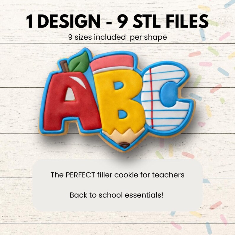 ABC Cookie Cutter STL | 3D Printable School Cookies (digital Download ...