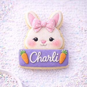 Modèle 3D à l'emporte-pièce avec bannière lapin | Biscuits de Pâques imprimables en 3D (téléchargement numérique) 9 TAILLES