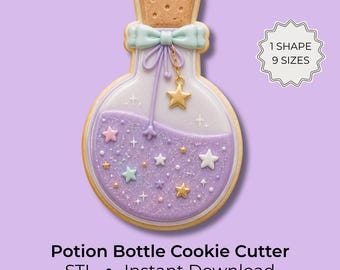 Potion Bottle Cookie Cutter STL | Magic Spells  (3D Printable Digital Download) 9 Sizes