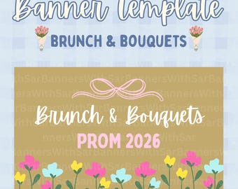 Sjabloon voor spandoek brunch en boeketten | Bewerkbaar canvas | Bloemen bal achtergrond