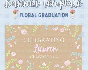 Sjabloon afstuderenbanner | Class of 2026 feestdecoratie | Bewerkbaar canvasbord