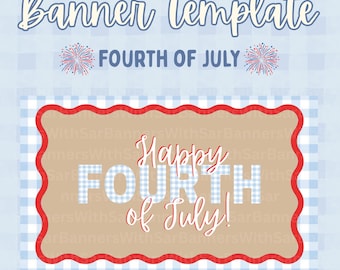 Sjabloon voor spandoek Fourth of July | Bord met pastel patriottische partij (digitale download)