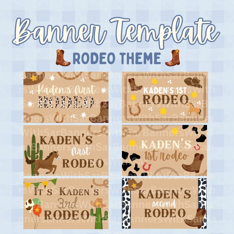 March Rodeo Banner Rodeo Theme Birthday Banner Template | Editable Canva | First Rodeo - Etsy