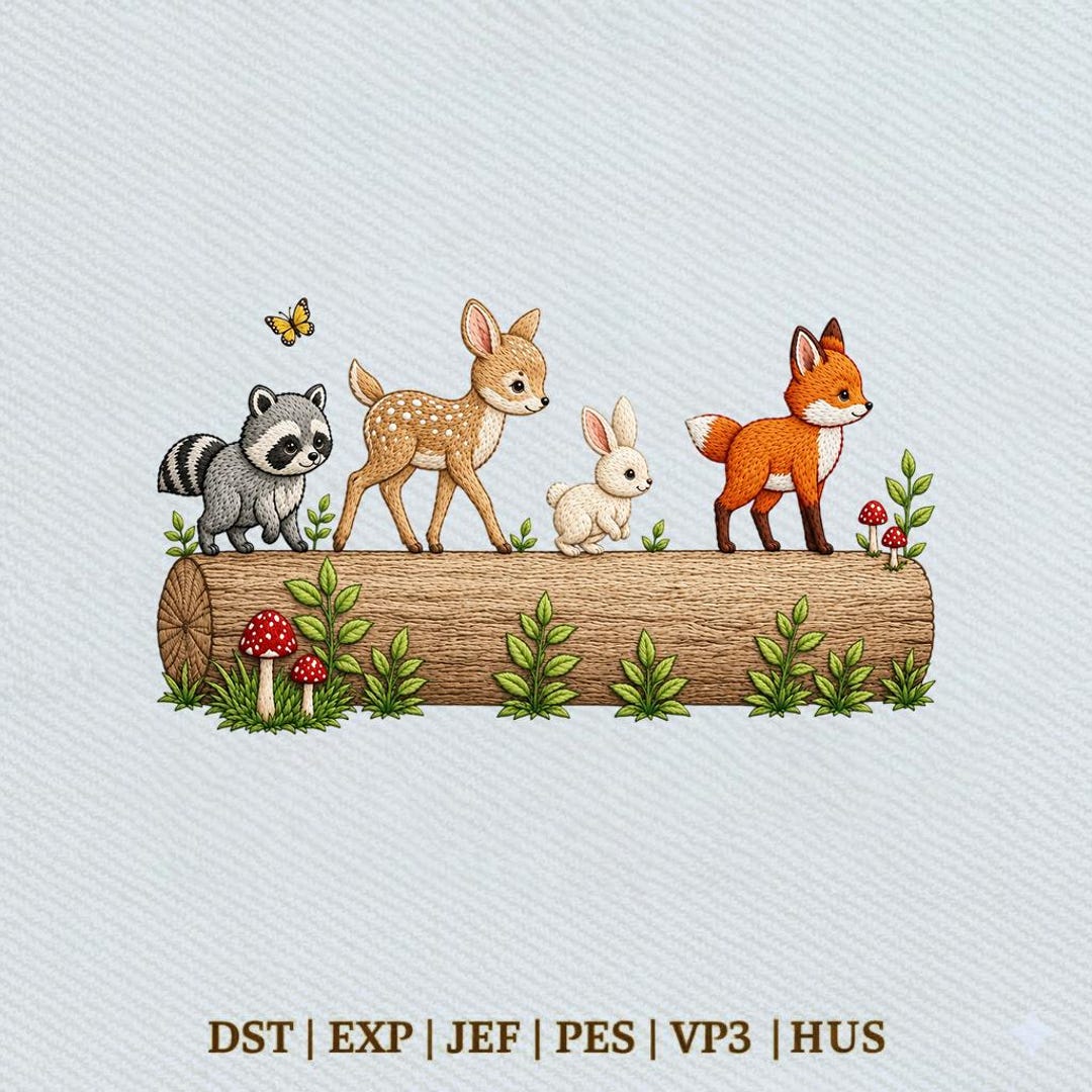 Woodland Animals, Fox Deer Bunny Raccoon Woodland Decor Embroidery ...