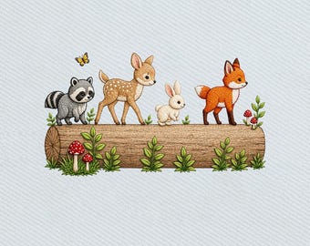 Woodland Animals, Fox Deer Bunny Raccoon Woodland Decor Embroidery Design, Instant Download Dst Pe