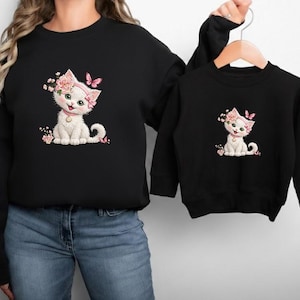Cute Kitten Floral with Headband, Kawaii Animal Embroidery Design, Instant Download Dst Pe image 5