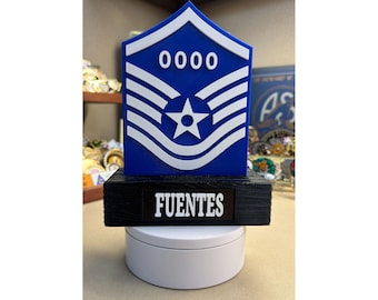 Personalized Air Force Enlisted Rank Display | Promotion Gift | Custom Desk Decor Gift