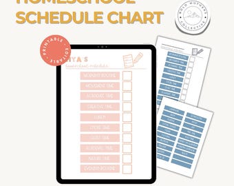 Homeschool Schedule Chart Printable | Daily Routine Planner for Kids | Simple Visual Homeschool Schedule | Digital Download