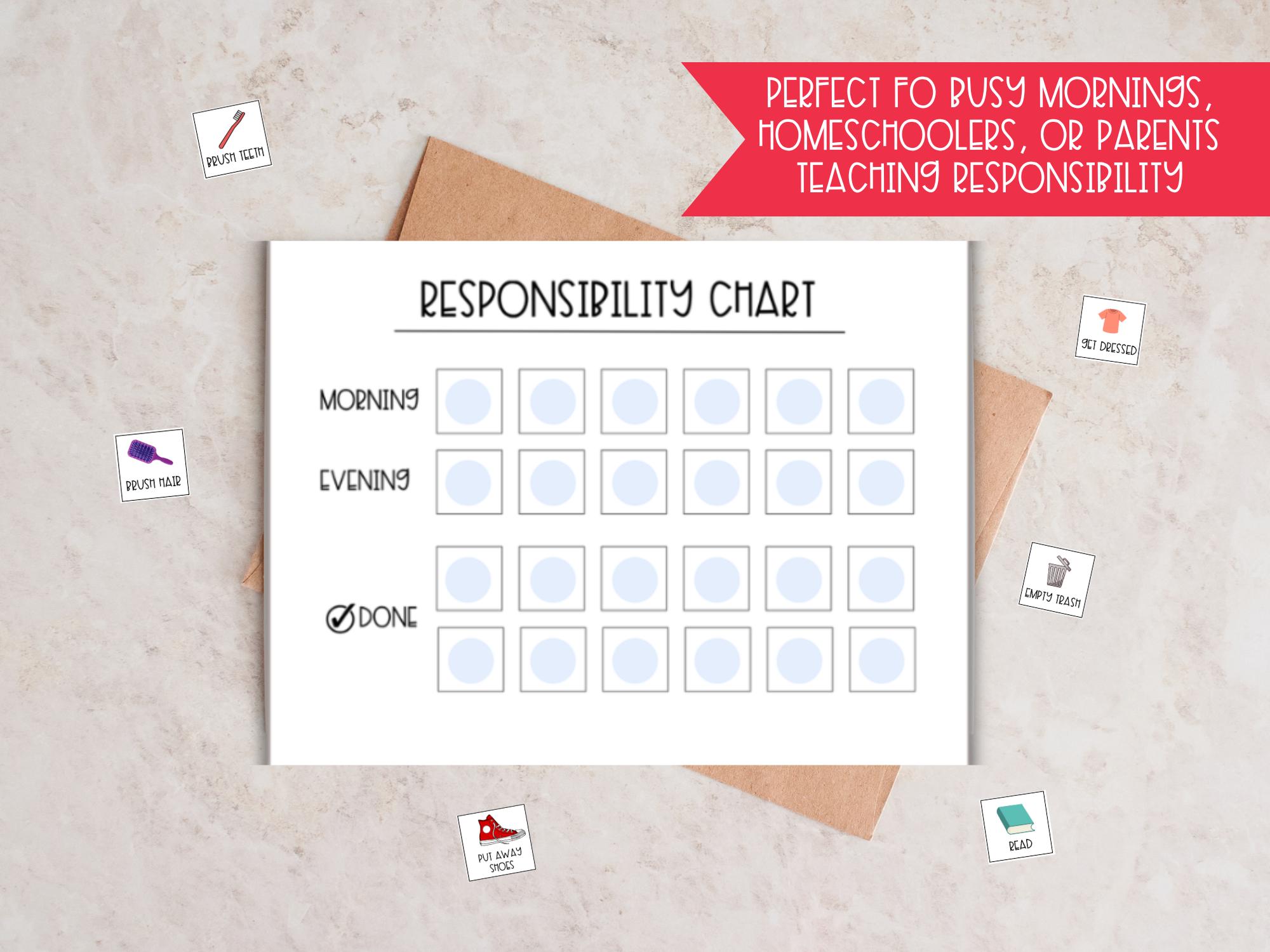 Printable Responsibility Chart for Kids- Chore Chart to Build Routines ...