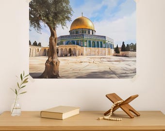 Dome of the Rock Print, Islamic Wall Art, Jerusalem Mosque Decor