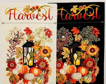 Harvest Gathering Panel - 23" x 45" - Available in Cream Background or Black Background - Out of Print
