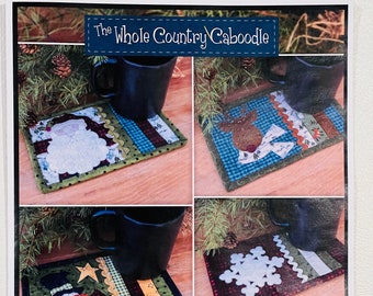 Paquet prédécoupé de tapis Mug Chillytime - The Whole Country Caboodle - Comprend des instructions. & 4 appliques prédécoupées au laser - Fin. Taille 10 x 6 po.