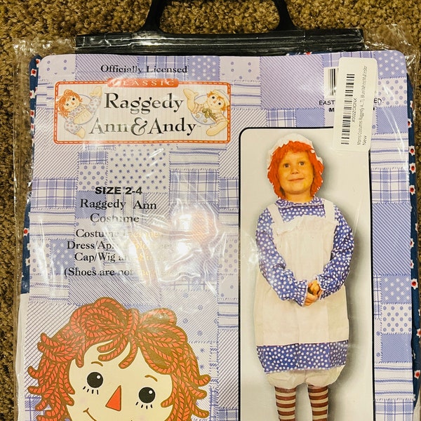 Disfraz clásico de Raggedy Ann - Simon & Schuster - Talla 2-4 - Nuevo en paquete sin abrir