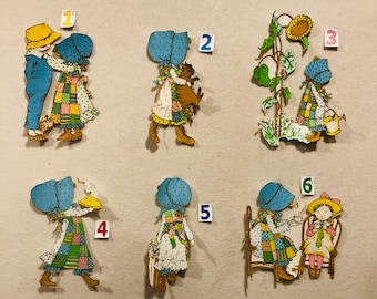 Vintage Holly Hobbie Aufbügeln Applikationen - Kauf einzeln oder im Set von 6 Applikationen