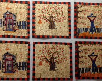 Carol Endres Scarecrow Collection Fabric - 6 Quilt Squares &  1 Fat Quarter - Spectrix - Vintage - Out of Print