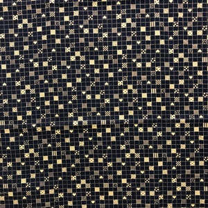 Vintage Fabric Traditions - Granatowa mini kratka z sercami i gwiazdami - #1294 - 1 jard plus 17" x 45" szerokości - 1994 - Wyprzedane