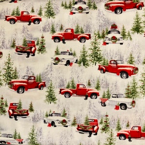 The Tradition Continues II Fabric by Jan Shade Beach for Henry Glass & Co. - Trucks All Over - Pattern #09728 - 2021