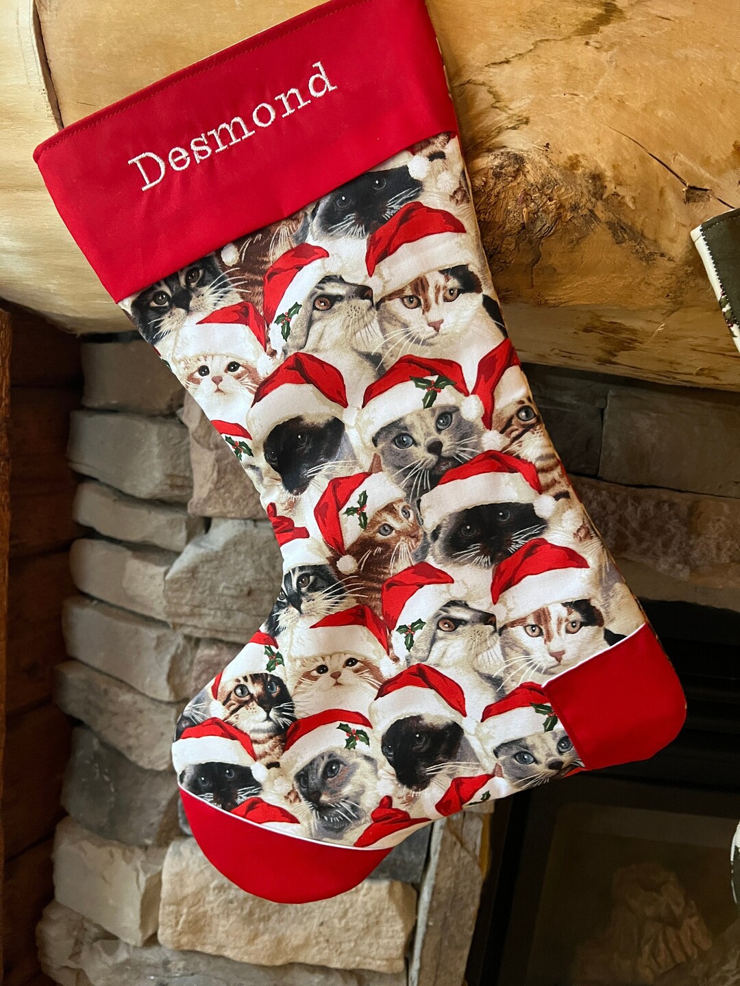 Handmade Kitten With Hat Christmas Stocking Lined With Etsy