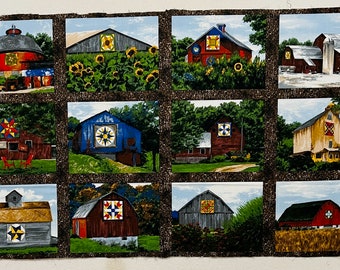 LAST PANEL AVAILABLE!  Quilt Trail by Karen Combs - Troy Corp - Amish - Barns - Quilt Blocks - Out of Print