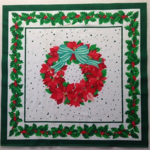 Vintage Fabric Quilt Block - Christmas Wreath