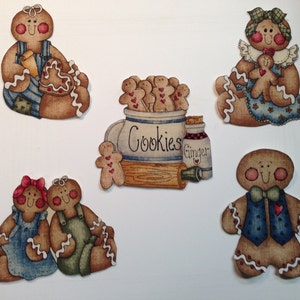 5 Vintage Gingerbread Fabric Iron On Appliques