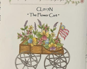 The Flower Cart - Pre-printed and Pre-colored - Carol Louise's Hand Embroidery Designs - CL015N