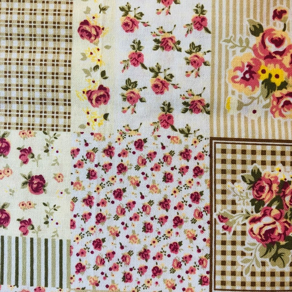 Floral Patchwork Fabric - Cheater Fabric for Quilter's - Vintage - 4 Yards Available - Out of Print