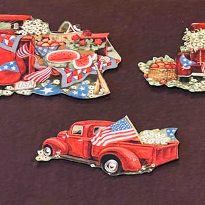 Patriotic Trucks - stof Susan Winget - set van 3 - opstrijkappliqués