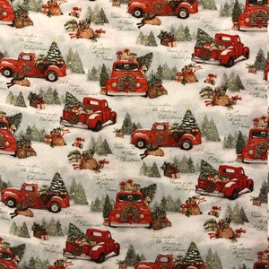 SELLING FAST!  Snowy Truck Fabric - Susan Winget