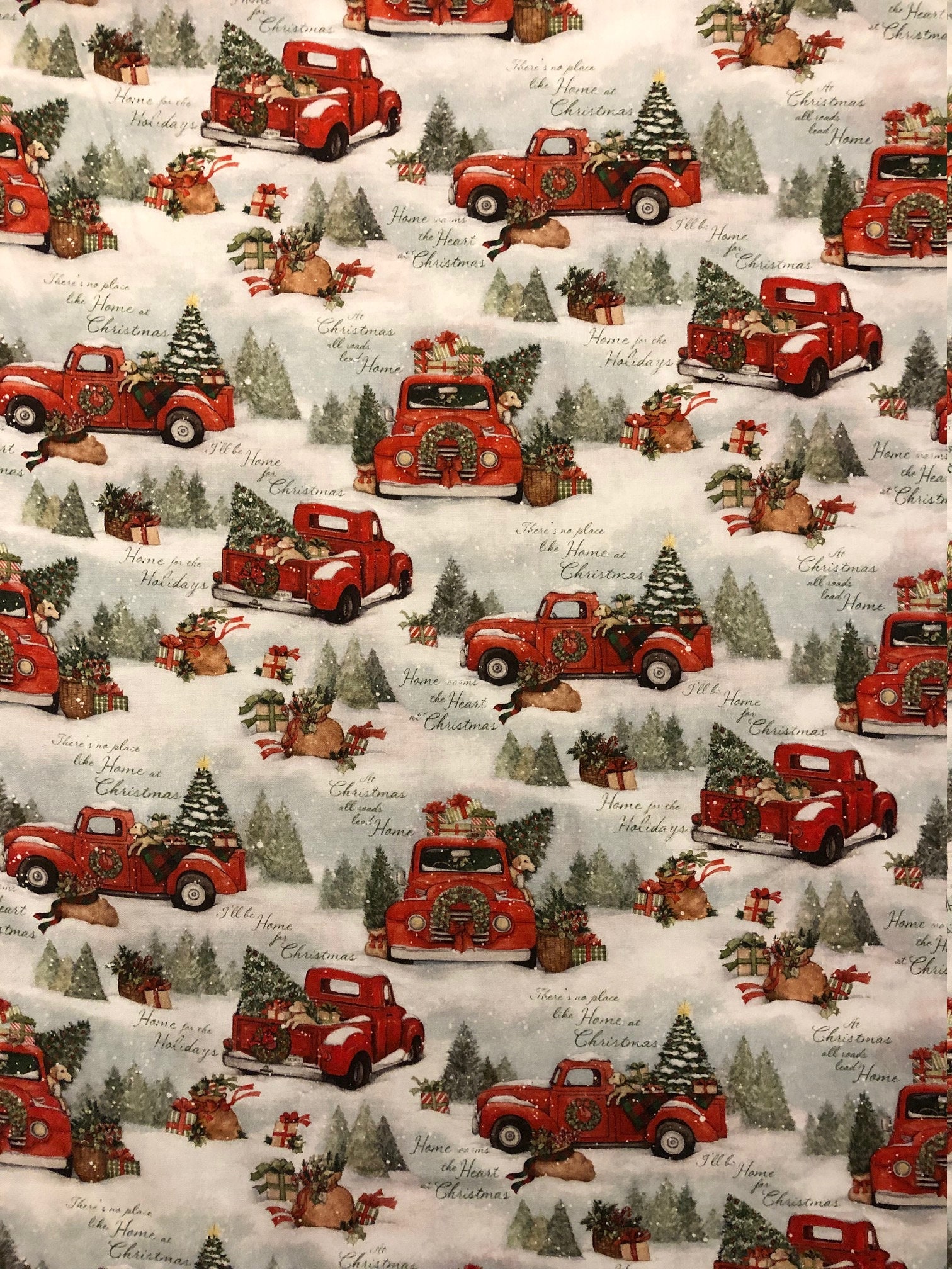 SELLING FAST!  Snowy Truck Fabric - Susan Winget