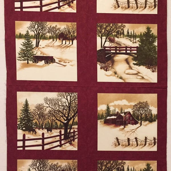 Through the Winter Woods by Holly Taylor - Moda Fabric - Burgundy Background - Out of Print